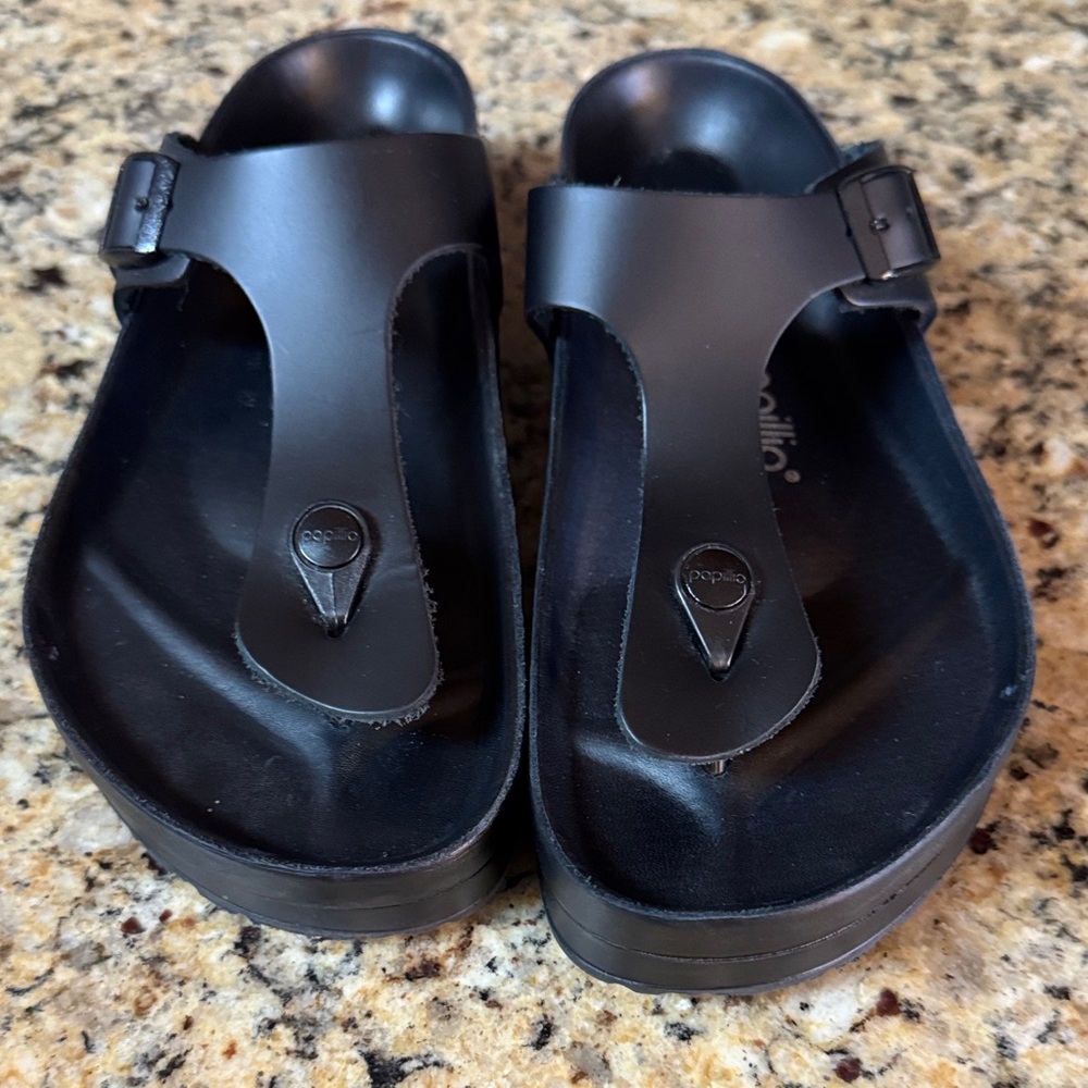 Birkenstock Black Slide Sandals with Buckle